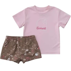 Girls' 2-Piece Short Sleeve Force Sun Defenderâ„¢ T-Shirt & Elastic Waistband Printed Short Set (Baby)