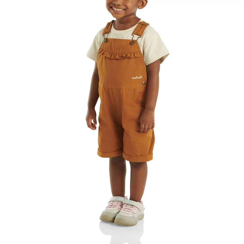 Girls' Canvas Ruffle Front Shortall (Baby/Toddler)