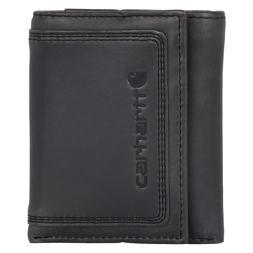 Leather Triple-Stitched Trifold Wallet