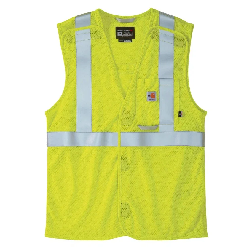 Men's Flame Resistant High-Visibility Mesh Class 2 Safety Vest - Hi Vis Vests