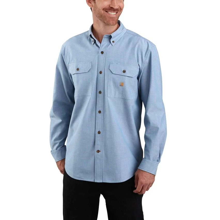 Men's Fort Loose Fit Long Sleeve Chambray Shirt - Men's Work Shirts