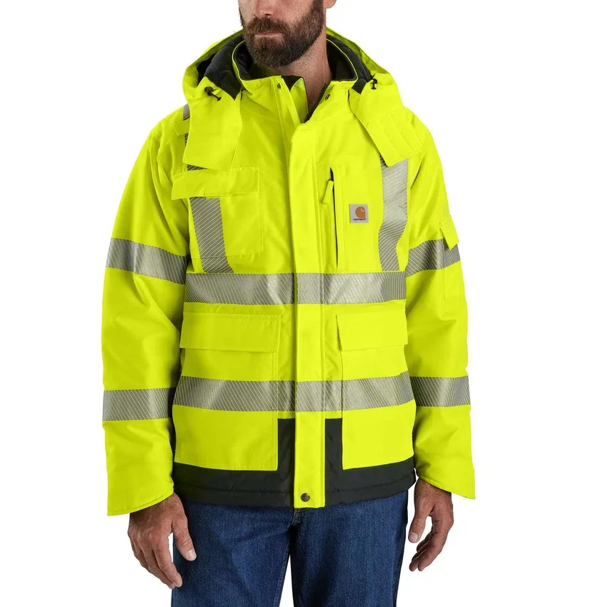 Men's Sherwood High Visibility Class 3 Insulated Rain Jacket: Rain Defender Jacket