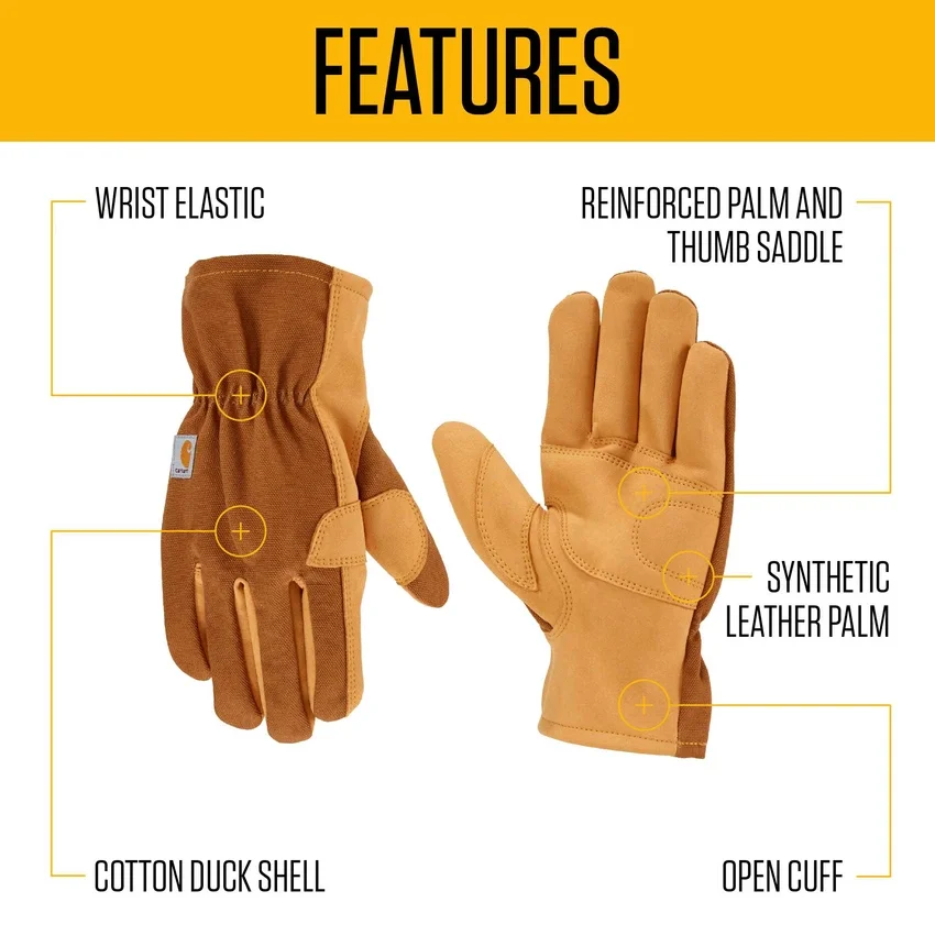 Women's Duck/Synthetic Leather Open Cuff Glove