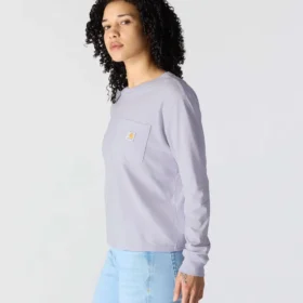 Women’s Tencel Loose Fit Long Sleeve Crewneck Pocket T-Shirt