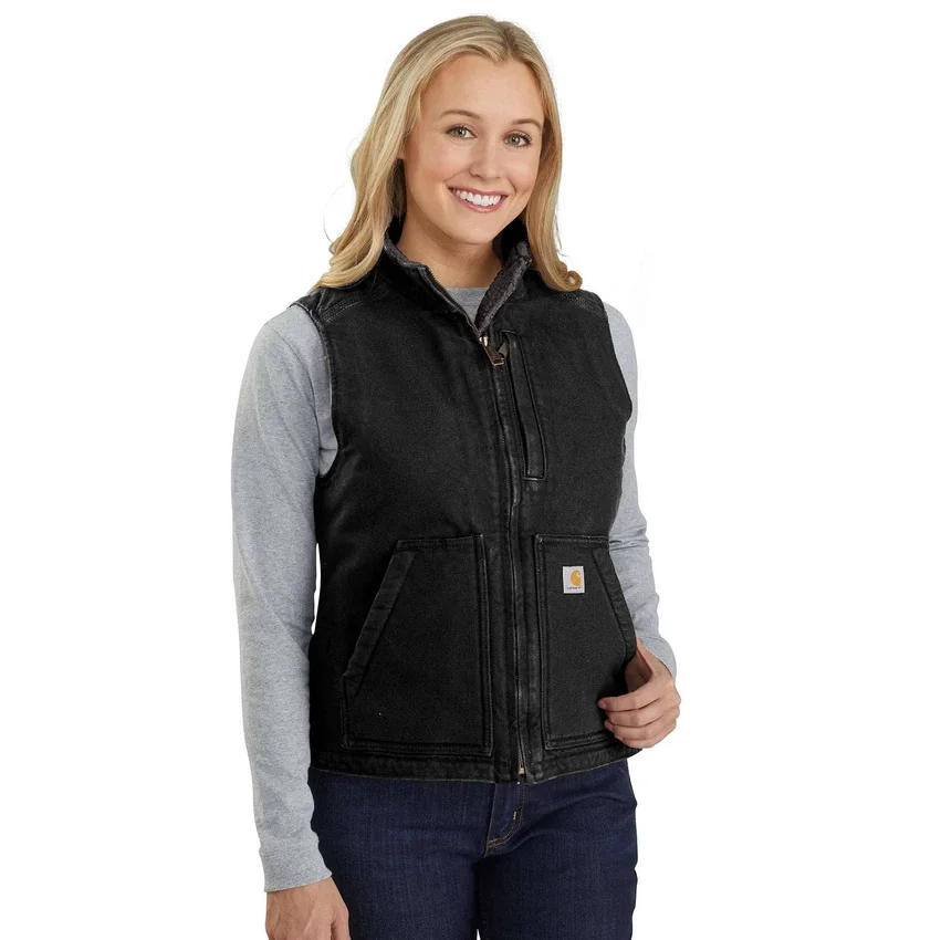 Women's Washed Duck Sherpa-Lined Mock Neck Vest